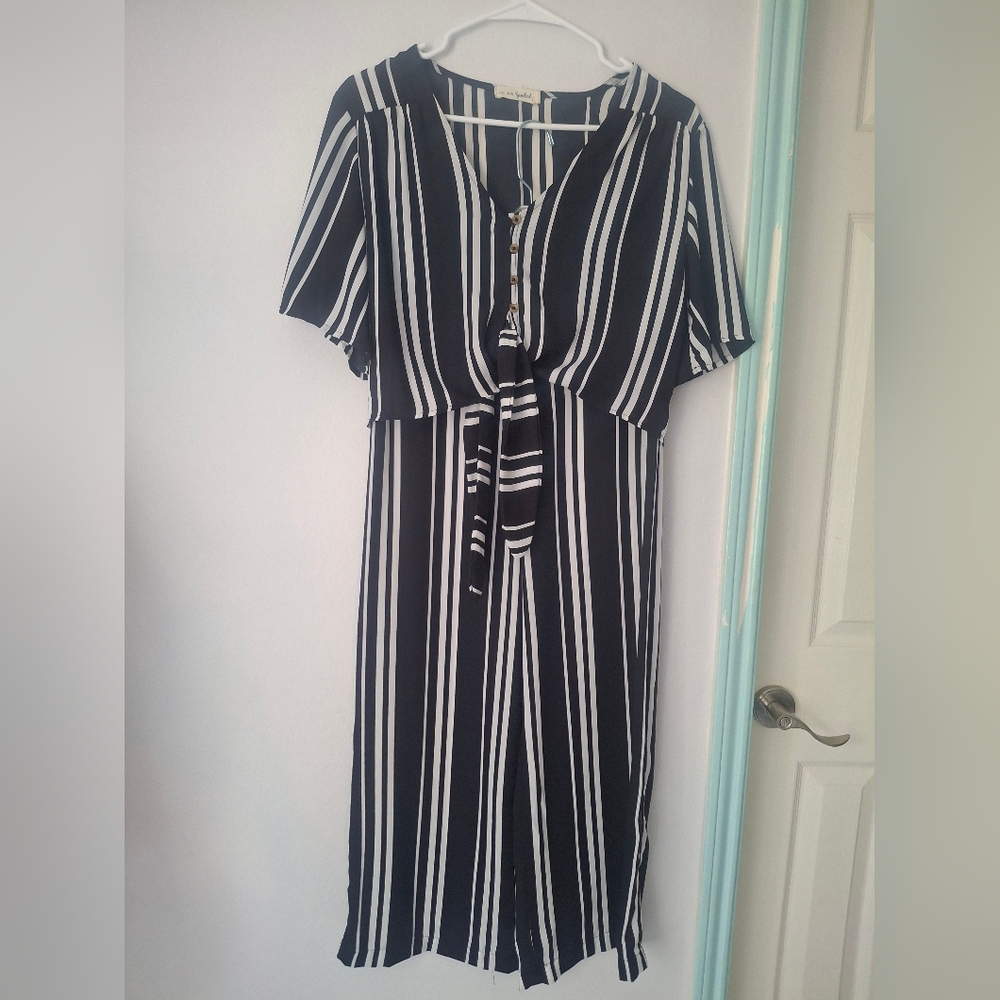 Black and White Striped Two-Piece Set